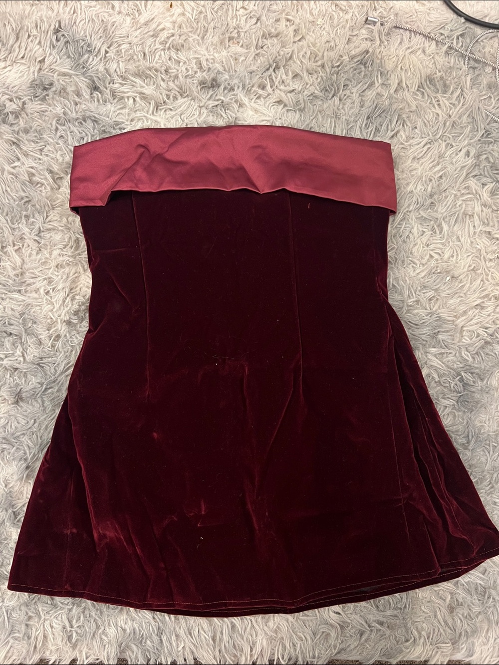 Strapless Velvet Dress in Deep Burgundy